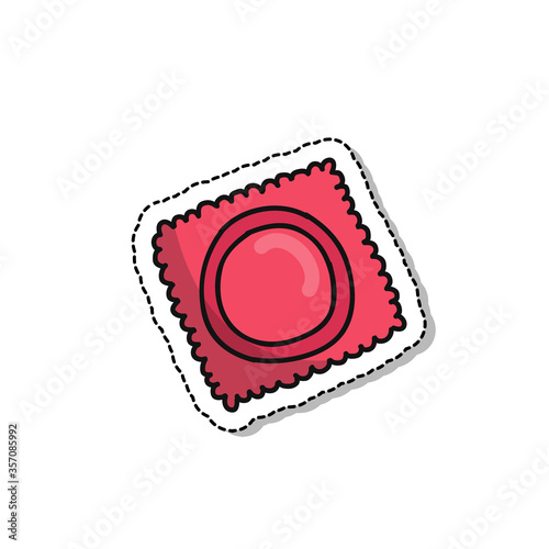 condom doodle icon, vector sticker illustration