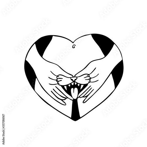 cat's mouth traditional tattoo flash, vector illustration
