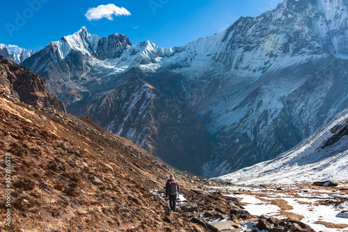 Trekking in Nepal Himalayas . Annapurna base camp