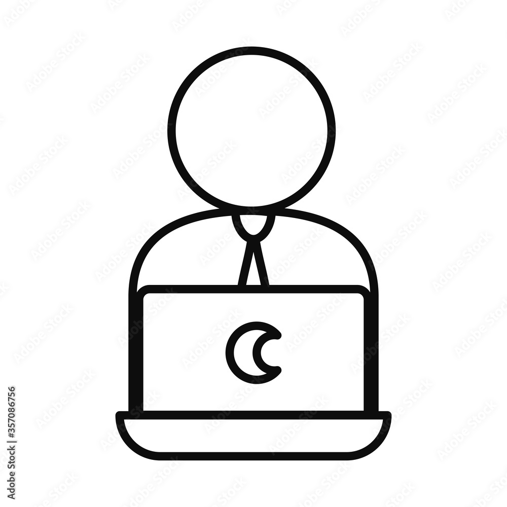 online education concept, pictogram teacher with laptop computer icon, line style online education concept, pictogram teacher with laptop computer icon, line style