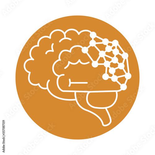 alzheimer diseased brain genetics, decreased human mental capacity color block style icon