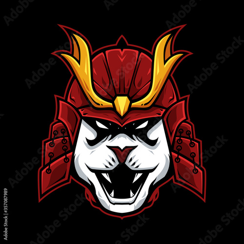 Wallpaper Mural Panda Head with Samurai Hat Logo Esport Illustration Torontodigital.ca