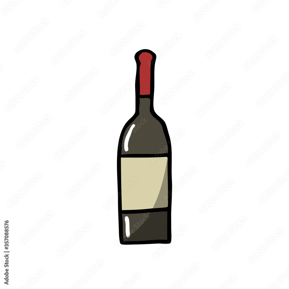 bottle of wine doodle icon, vector illustration bottle of wine doodle icon, vector illustration