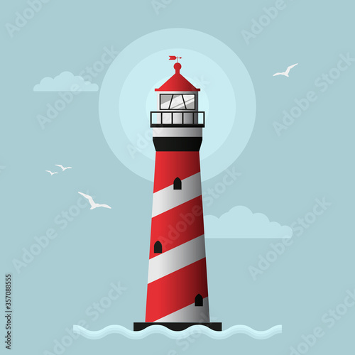 lighthouse on the seashore vector flat design 2
