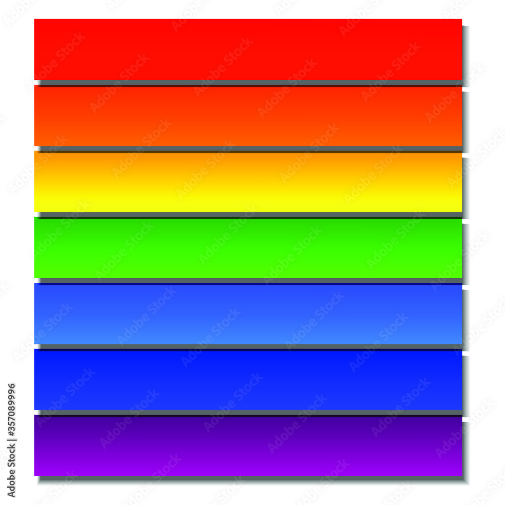 Set of rainbow realistic paper cut stripes with shadows. Rainbow LGBT pride flag. International Day Against Homophobia, Pride Month symbol. Paper layers in a material design style in horizontal view Set of rainbow realistic paper cut stripes with shadows. Rainbow LGBT pride flag. International Day Against Homophobia, Pride Month symbol. Paper layers in a material design style in horizontal view