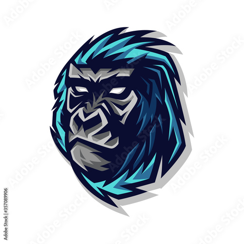 Gorilla Head Mascot Logo Illustration