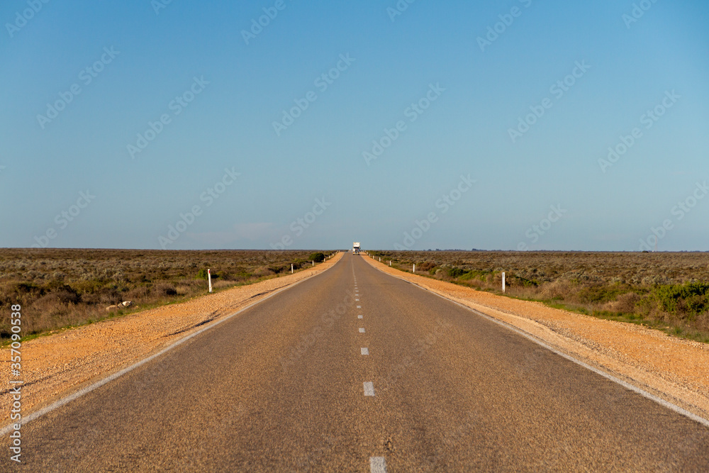 A lonely straight highway on the Nullarbor, South Australia
