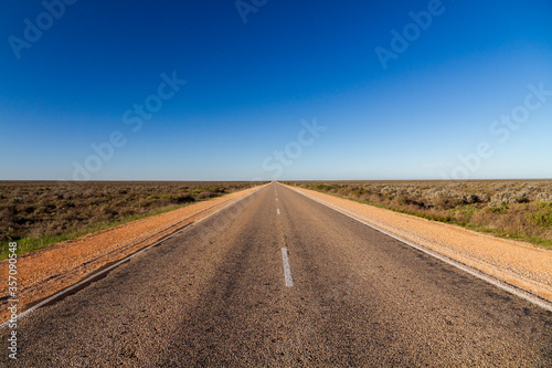 A lonely straight highway on the Nullarbor  South Australia
