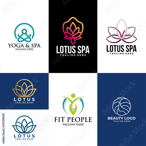 set of spa and beauty logo icon vector