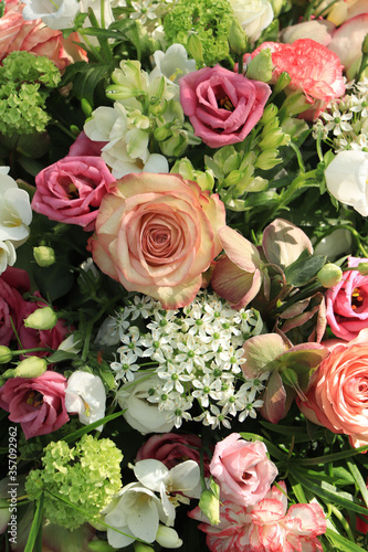 Pink white wedding centerpiece