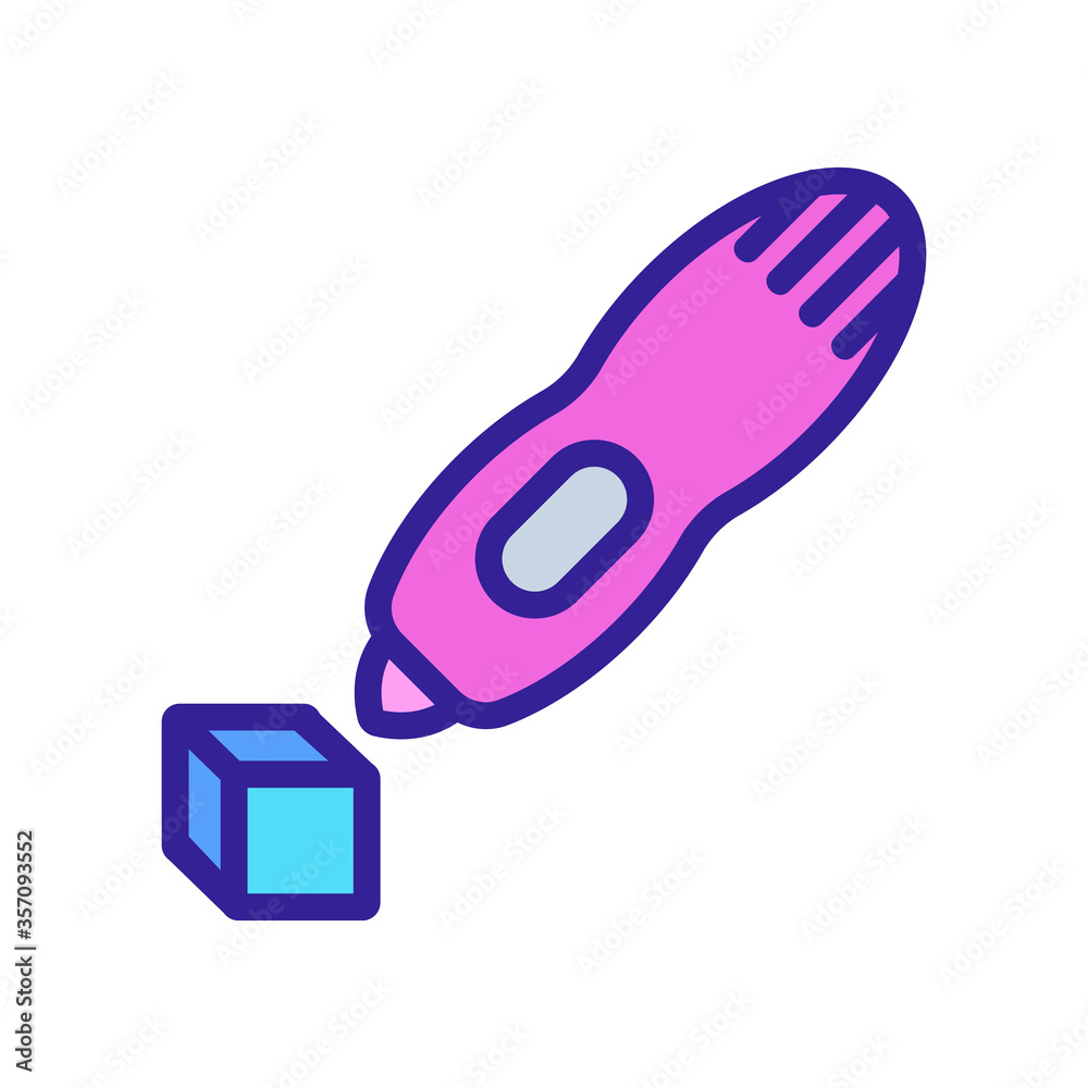 3d pen construction square icon vector. 3d pen construction square sign. isolated color symbol illustration