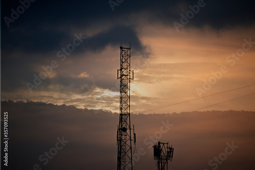 tower crane on sunset