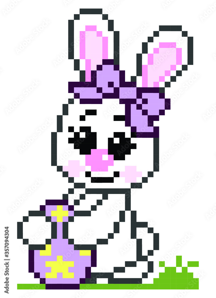 Rabbit pixel art on white background. Rabbit pixel art on white background.