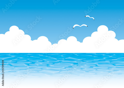 青空　海　カモメ　背景