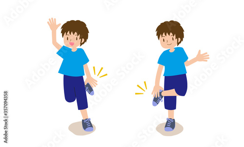 ハンドクラップエクササイズをする男の子
