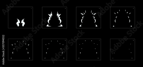 Explosion Smoke effect. Explosion Animation effect. Animation Sprite sheet for games, cartoon or animation. vector style animation effect 1169.