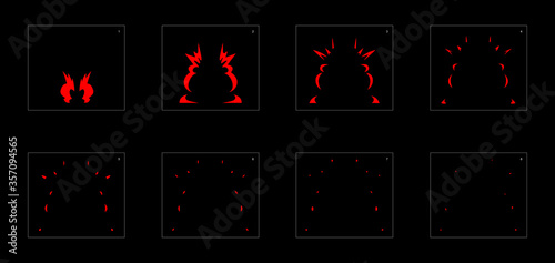 Fire explosion effect. Explosion Animation effect. Animation Sprite sheet for games, cartoon or animation. vector style animation effect 1172.