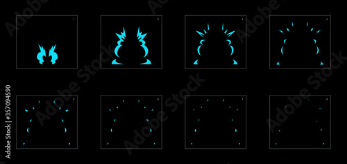 Water explosion effect. Explosion animation effect. Animation sprite sheet for games, cartoon or animation. vector style animation effect 1170.