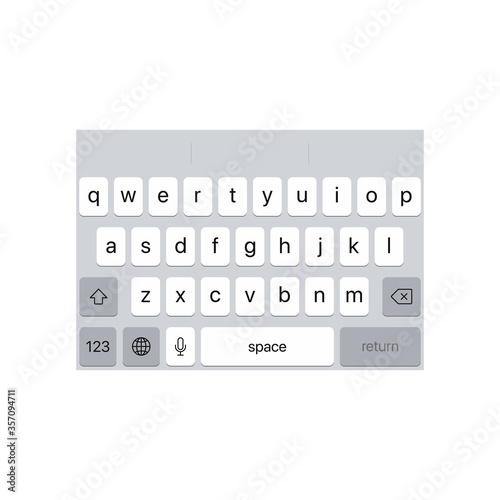 Iphone keyboard. Light alphabet buttons. Keypad symbol modern simple vector icon