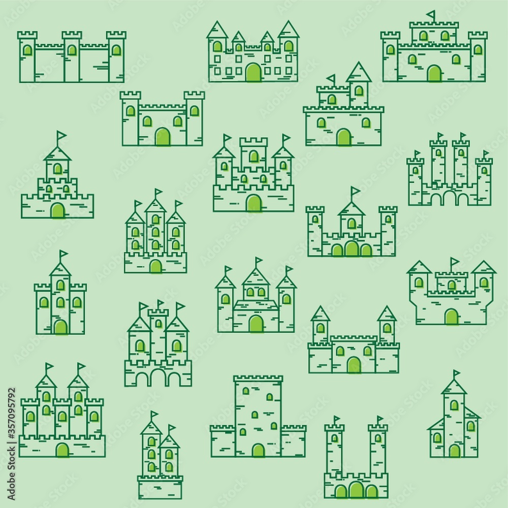 set of castle icons