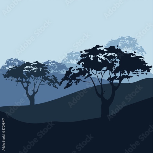 mountains and trees landscape