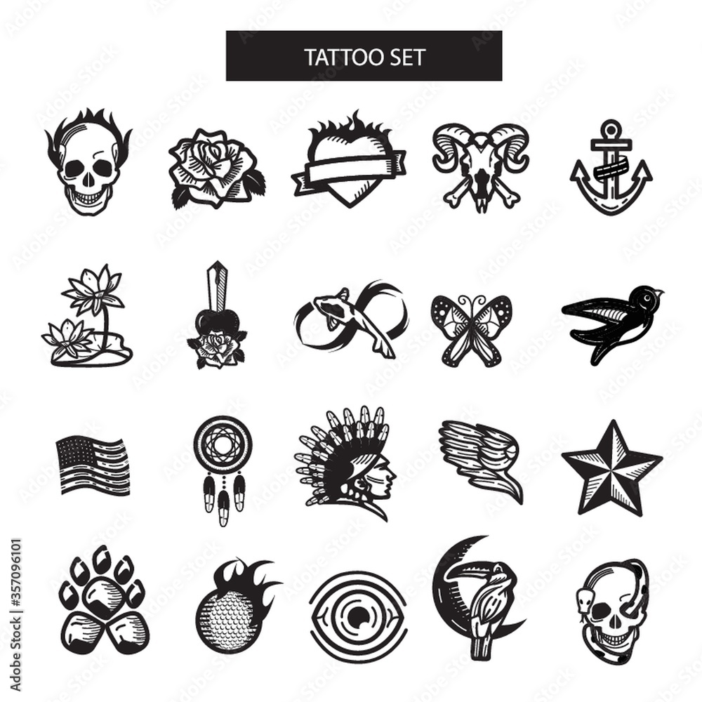 Obraz premium tattoo set