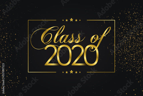 Class of 2021 Graduate Gold Lettering Graduation. Template for graduation design, party, high school or college graduate, yearbook 2021. Vector illustration. Backdrop.