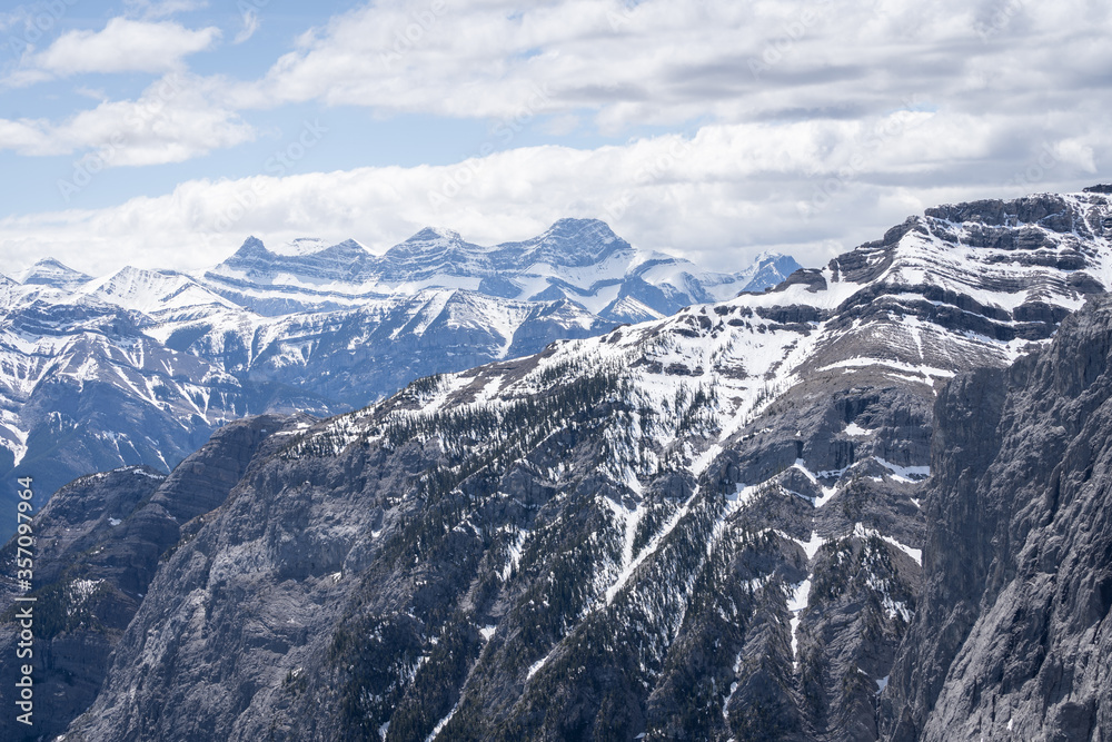 Mountain ranges in Canadian Rockies ,shot at Mt Yamnuska trail, Alberta, Canada