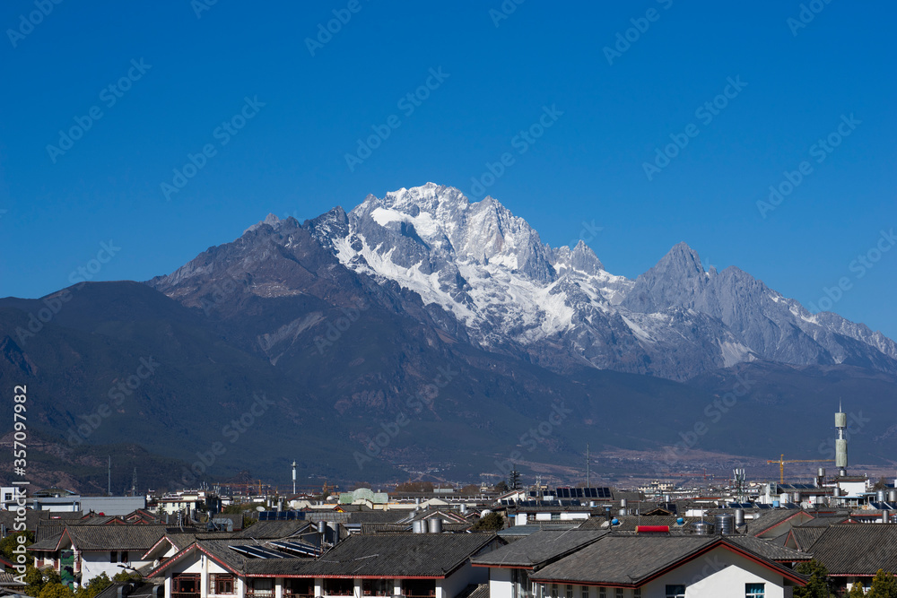 Yulong Mountain under clear sky