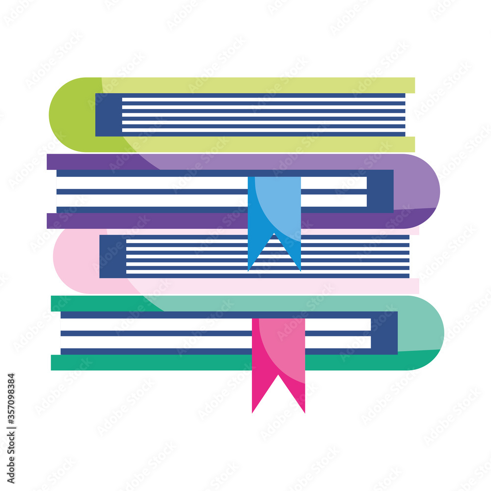 school stack of books with bookmark isolated icon design white background school stack of books with bookmark isolated icon design white background