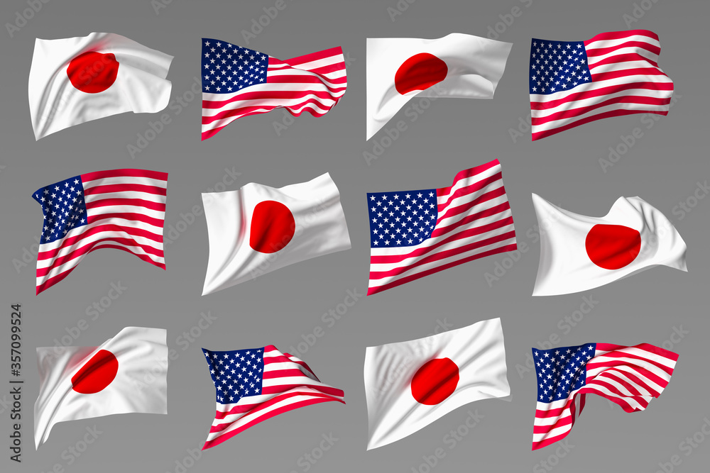 Obraz premium アメリカと日本の国旗 