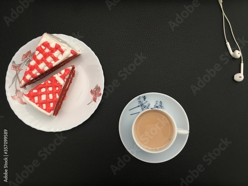 chocolate cake and coffee