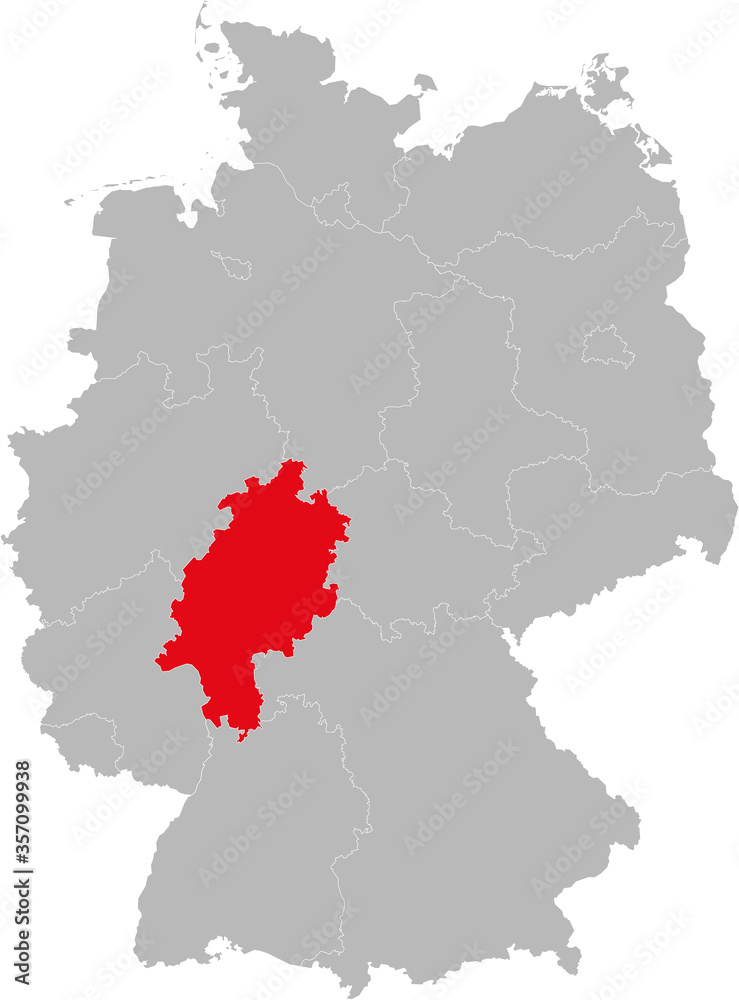 Hesse state isolated on Germany map. Business concepts and backgrounds.