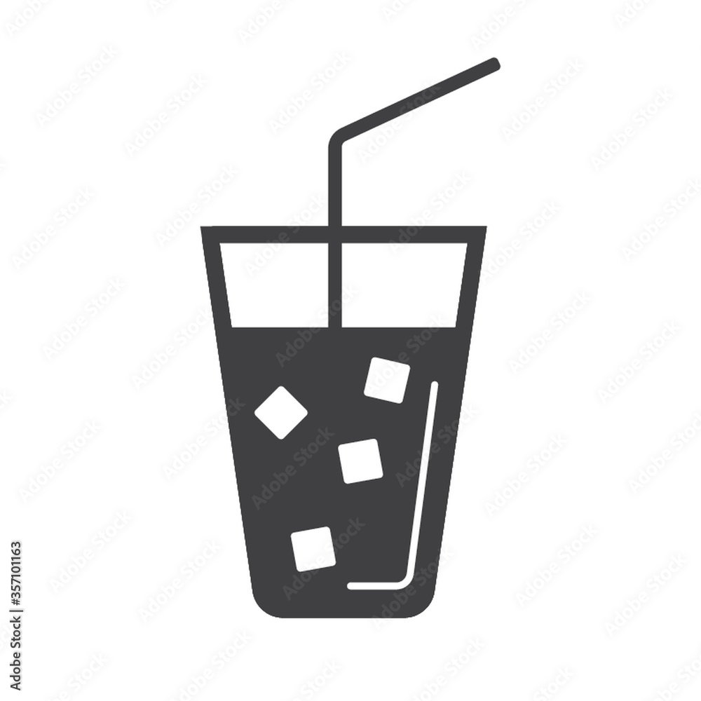 glass with drink and ice cubes glass with drink and ice cubes
