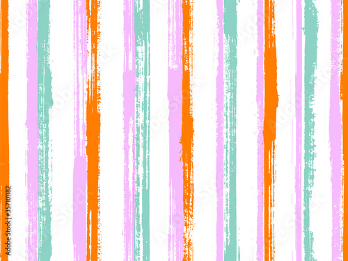 Watercolor brush stroke parallel lines vector seamless pattern. Pretty cotton fabric print design. 