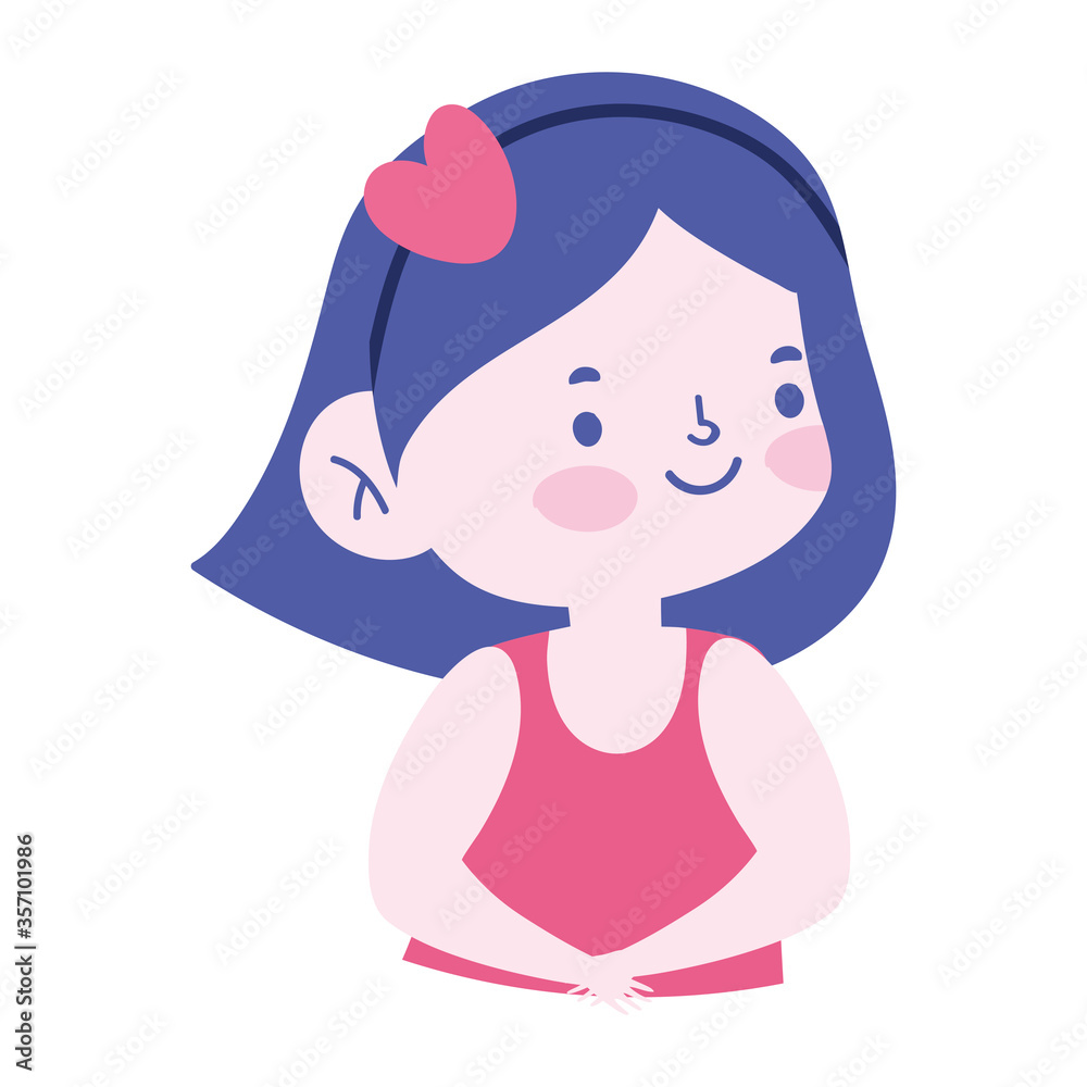 portrait little girl cartoon character isolated icon design white background portrait little girl cartoon character isolated icon design white background
