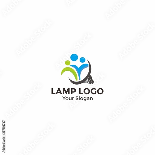 bright lamp logo illustration and cheerful society suitable for companies such as business consulting  healthcare
