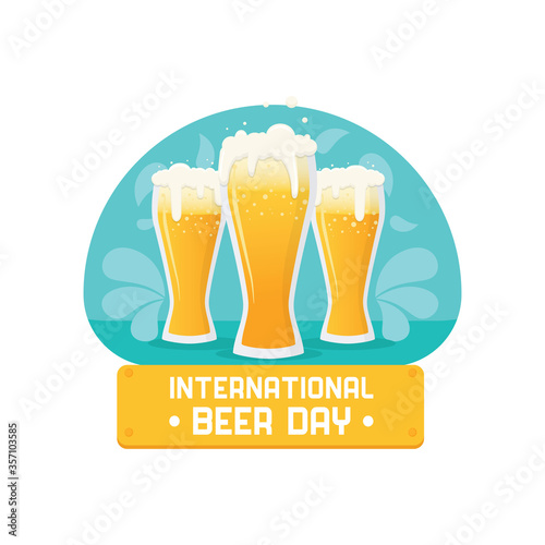 International beer day with three glass label