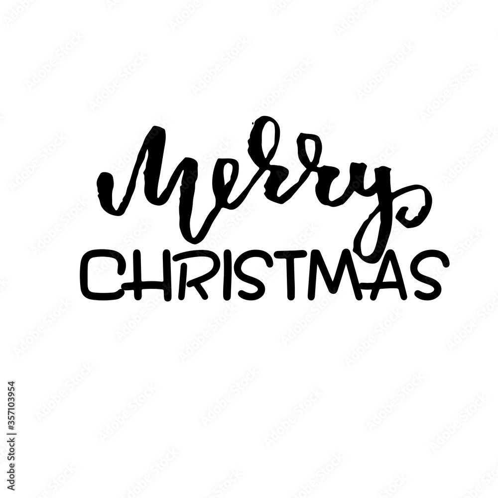 Hand drawn phrase Merry Christmas. Modern brush lettering design. Vector typography vector illustration.
