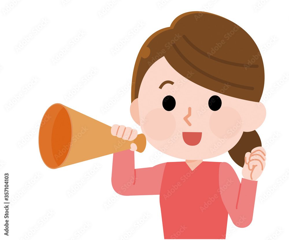 メガホンで声援を送る 女性 イラスト Stock Vector Adobe Stock
