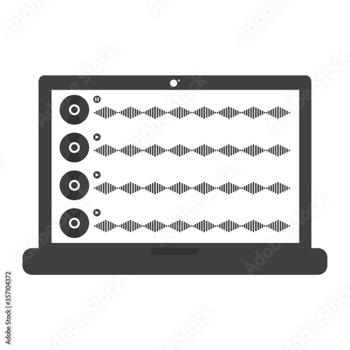 laptop with multiple music tracks