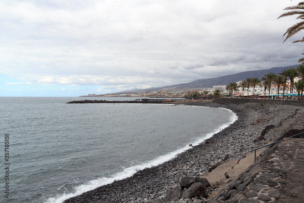 Beach and Atlantic Ocean panorama in holiday resort Playa de las Americas on Canary Island Tenerife, Spain Beach and Atlantic Ocean panorama in holiday resort Playa de las Americas on Canary Island Tenerife, Spain