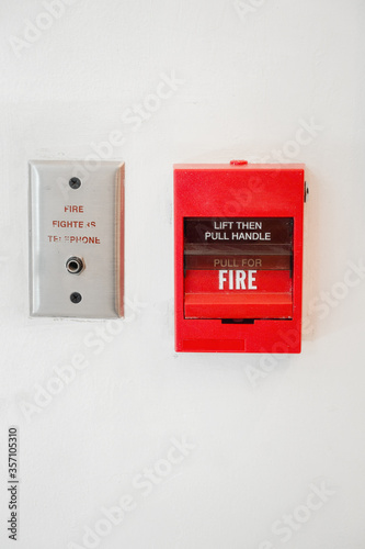 Emergency Fire Alarm System for Fire Protection, Security Tool Box of Breaking Equipment for Building Factory. Electric Alarming Trigger for Fire Safety Prevention Systems