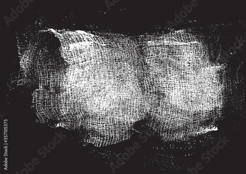 Grunge texture of soft gauze cotton fabric. Abstract monochrome background of coarse crumpled fabric. Vector illustration.