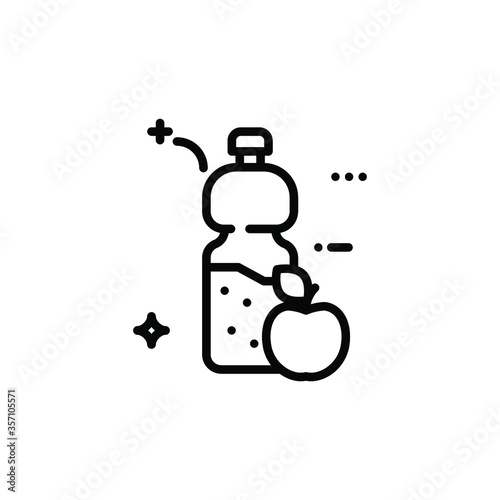 Health and workout, water bottle and apple vector icon on a white background