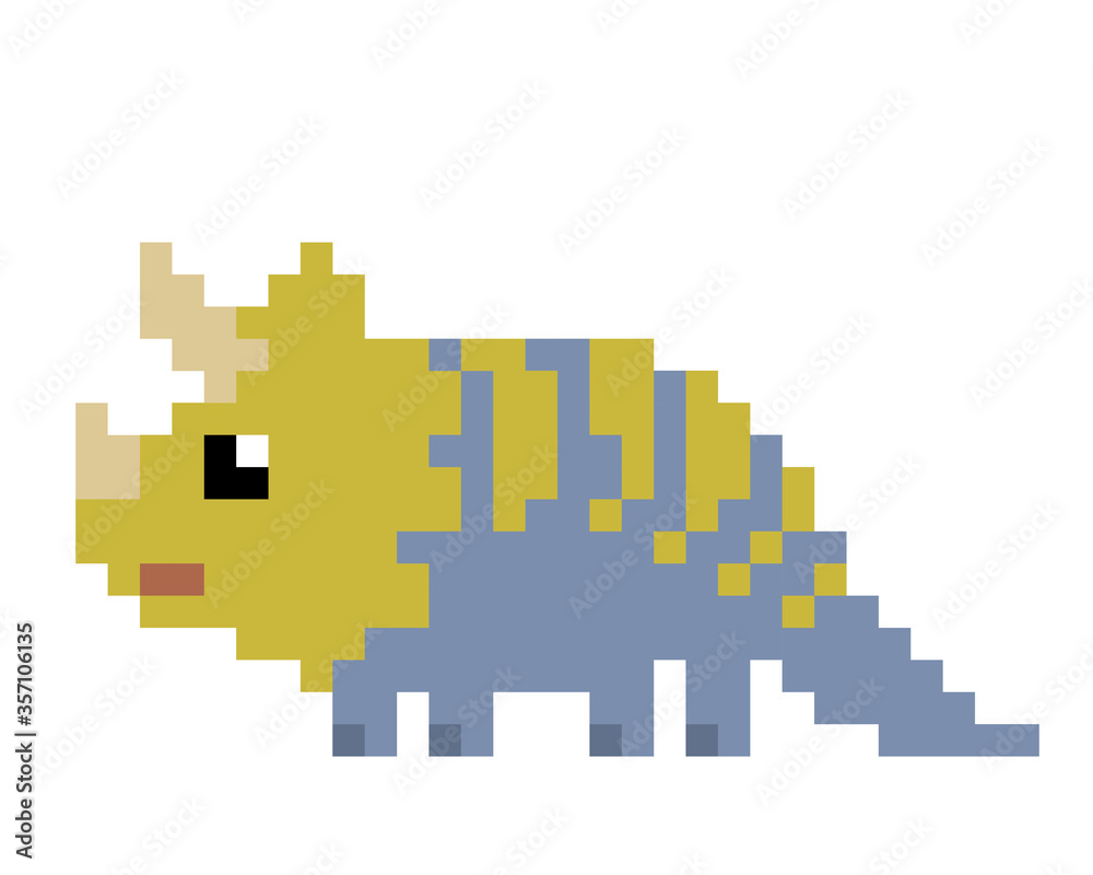 Dino. Pixel dinosaur image. Vector Illustration of pixel art.
