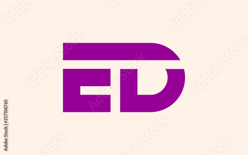 ED or DE Letter Initial Logo Design, Vector Template