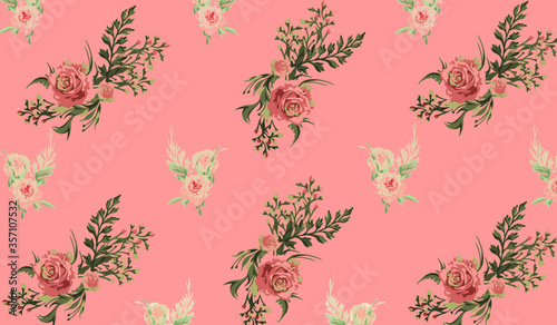 Valentine’s day roses bouquet pattern background/Floral pattern background. For Valentines, Mother’s, Birthday, Wedding and Anniversary. Cover template, banner, greeting card, postcard, event.