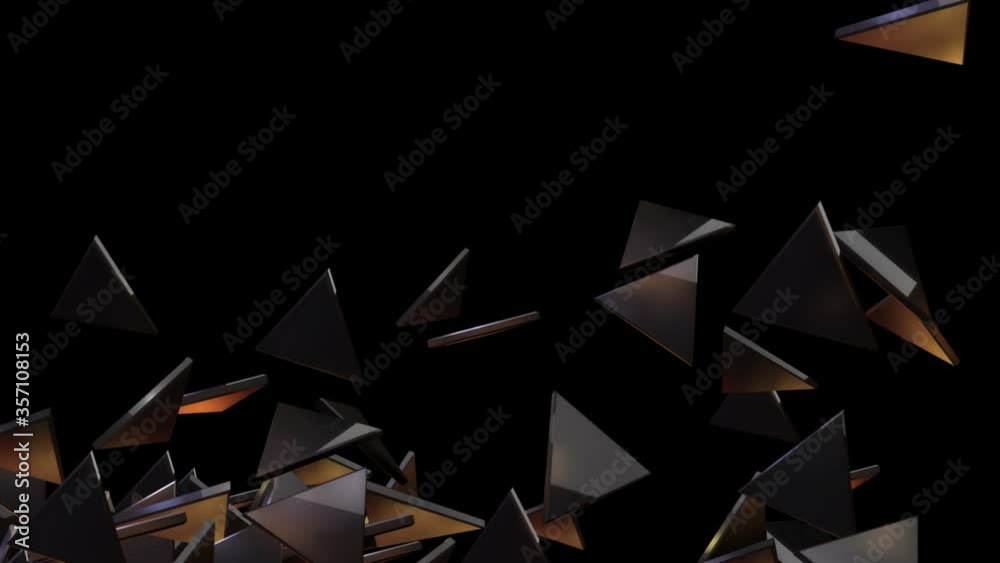 4k Abstract 3d triangle glass shard broken space particle design technology art background.