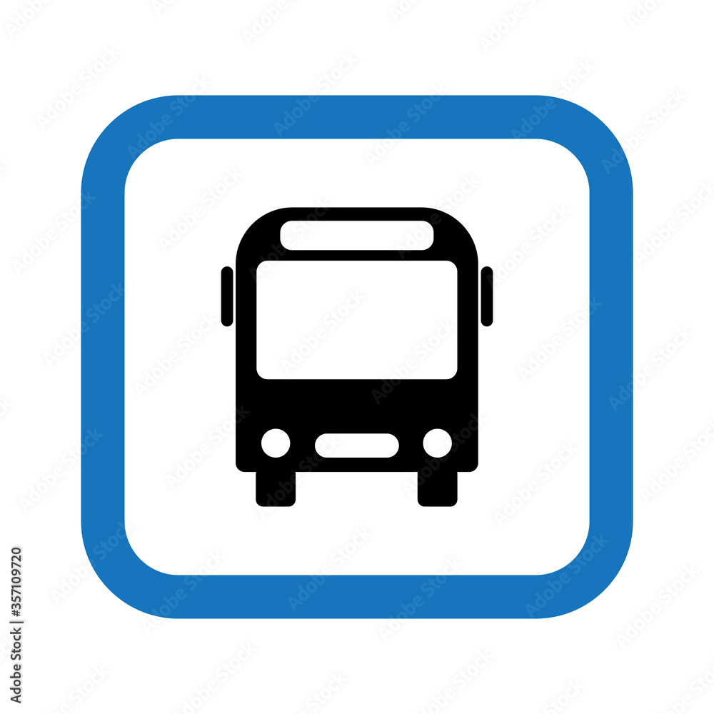 Vector bead icon in frontal view. School city transport on a blue background. Flat illustration of public route. Stock template. Vector bead icon in frontal view. School city transport on a blue background. Flat illustration of public route. Stock template.